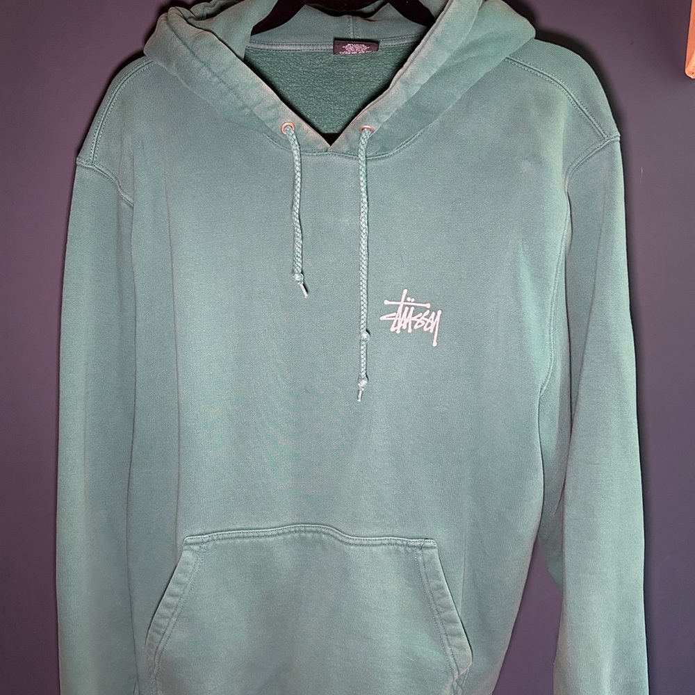 Stussy Green Hoodie with White Logo